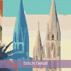 Barcelona Travel Poster Cross Stitch Pattern