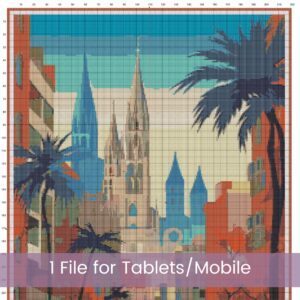 Barcelona Travel Poster Cross Stitch Pattern