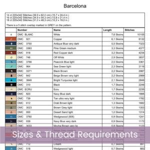 Barcelona Travel Poster Cross Stitch Pattern