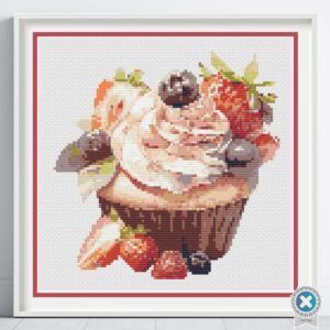 Berry Cupcake Cross Stitch Pattern