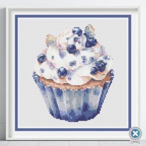 Blueberry Cupcake Cross Stitch Pattern