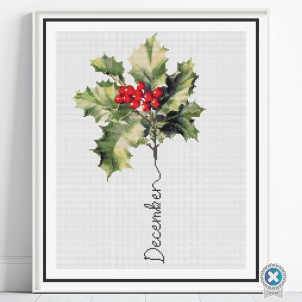 December Birth Month Flower Cross Stitch Pattern