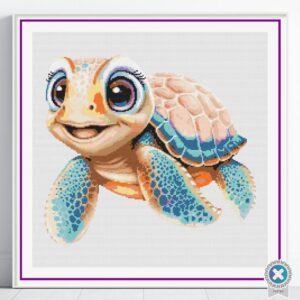 Cute Girl Sea Turtle Cross Stitch Pattern