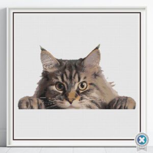 Maine Coon Cat Cross Stitch Pattern, Cat Embroidery Pattern, Fluffy Cat Stitch, Pet Cross Stitch, Animal Embroidery, Handmade Cat Decor Gift