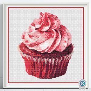 Red Velvet Cupcake Cross Stitch Pattern, Sweet Treat Embroidery Art Digital Cupcake Pattern Kitchen Decor Stitch PDF Baking Decor Gift Idea