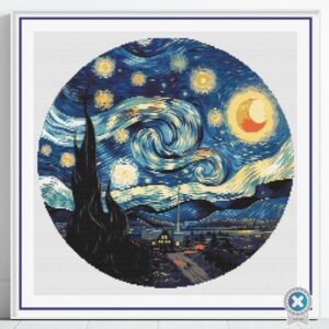 Starry Night Cross Stitch Pattern / van Gogh Starry Night Digital PDF Cross Stitch Pattern Download / Pattern Keeper & iBook files included