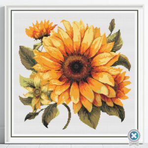 Sunflower Cross Stitch Pattern, Floral Botanical Summer Embroidery Decor, Modern DIY Nature stitch, Digital Cross Stitch, Floral Needlework