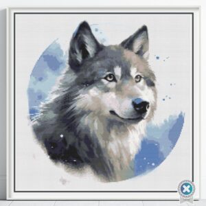 Wolf Cross Stitch Pattern, Handmade Nature-Inspired Arctic Grey Wolf Wildlife Embroidery Decor Art Pattern, Animal Portrait Stitching Gift