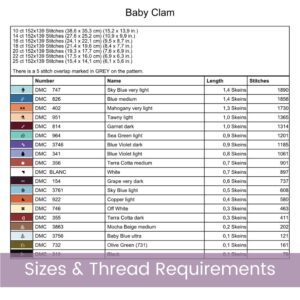 Baby Clam Cross Stitch Pattern