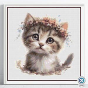 Flower Kitten Cross Stitch Pattern