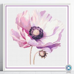 Anemone Flower Cross Stitch Pattern, Elegant Floral Design, Floral Stitch Art, Pink Flower Pattern, Flower Cross Stitch, Digital Download