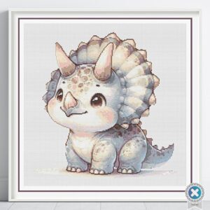 Baby Triceratops Cross Stitch Pattern