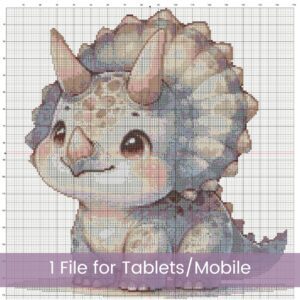 Baby Triceratops Cross Stitch Pattern