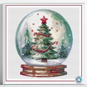 Snow Globe Christmas Tree Cross Stitch Pattern, Holiday Tree Cross Stitch Pattern, Christmas Snow Globe PDF Stitch Pattern, Instant Download