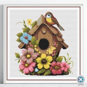 Flower Birdhouse Cross Stitch Pattern