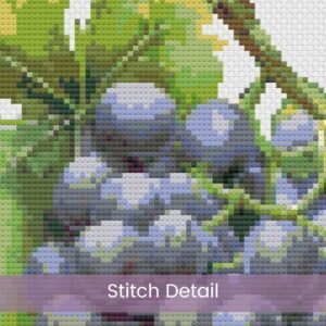 Grapes Cross Stitch PDF Pattern, Rustic Kitchen Fruit Embroidery, Wine-Themed Decor, Beginner Botanical Pattern, Handmade Kitchen Gift Idea