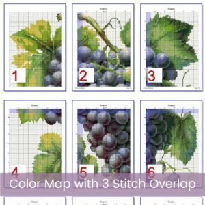 Grapes Cross Stitch PDF Pattern, Rustic Kitchen Fruit Embroidery, Wine-Themed Decor, Beginner Botanical Pattern, Handmade Kitchen Gift Idea