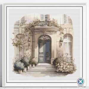 Paris House Cross Stitch Pattern Elegant Watercolor Vintage European French Parisian Home Travel Lovers Embroidery Architecture Decor Art