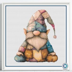 Patchwork Gnome Cross Stitch Pattern, Country Patchwork PDF Cross Stitch Pattern Instant Download, Pattern Keeper, Markup & iBook files incl