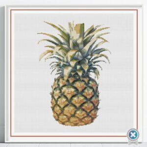 Pineapple Cross Stitch PDF Pattern Tropical Fruit Kitchen Embroidery Decor Art Easy Summer DIY Tropical Food Needlework Design Gift Idea