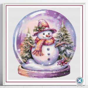 Snow Globe Snowman Cross Stitch Pattern, Holiday Snowman Cross Stitch Pattern, Christmas Snow Globe PDF Stitch Pattern, Instant Download