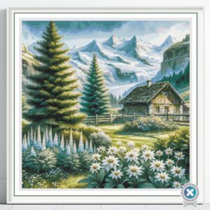 Swiss Alps Cross Stitch Pattern, Switzerland Alpine Country Digital Cross Stitch Pattern Download, Full Coverage, Pattern Keeper file incl