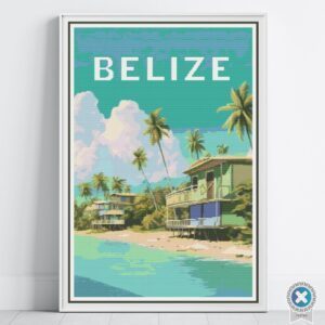 Belize Travel Poster Cross Stitch