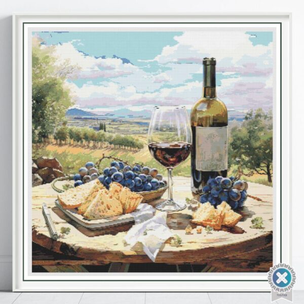 French Vineyard Cross Stitch Pattern