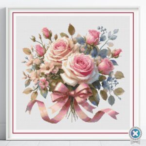 June Birth Month Flower Counted Cross Stitch PDF Pattern, Roses Cross Stitch Pattern, Instant Download, Modern Floral Cross Stitch Gift