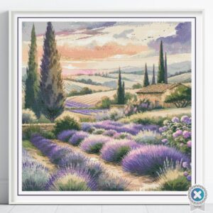 French Lavender Fields Cross Stitch Pattern