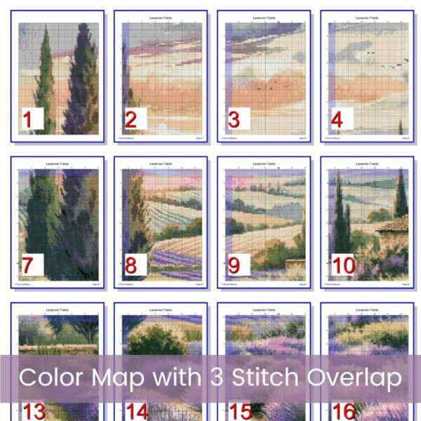 French Lavender Fields Cross Stitch Pattern