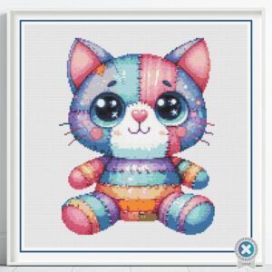 Patchwork Kitten Cross Stitch Pattern, Patchwork Stuffed Pets Cross Stitch Pattern, Instant Download, Pattern Keeper file included