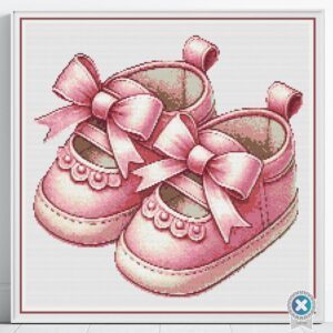 Pink Baby Shoes Cross Stitch Pattern Cute DIY Handmade Nursery Decor Embroidery Pattern Newborn Baby Shower Birth Announcement Keepsake Gift