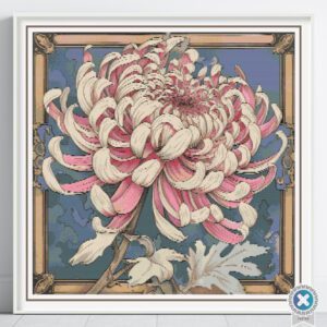 Art Nouveau Chrysanthemum Cross Stitch Pattern, William Morris Style Digital Cross Stitch PDF Pattern Instant Download, Full Coverage