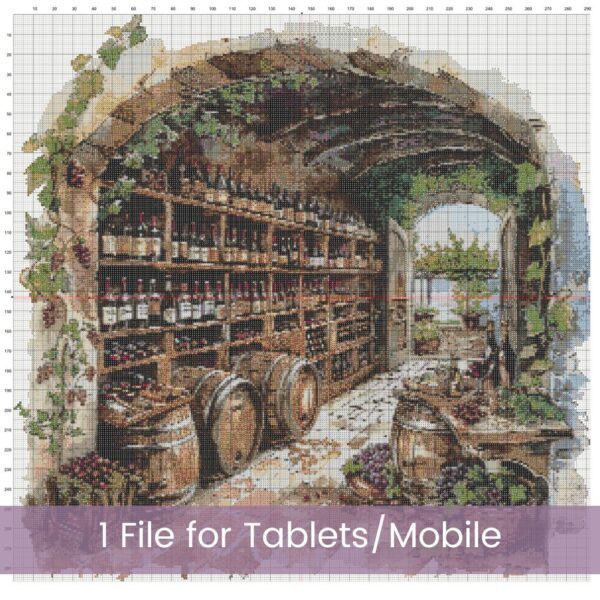 French Wine Cellar Cross Stitch Pattern