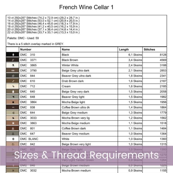 French Wine Cellar Cross Stitch Pattern