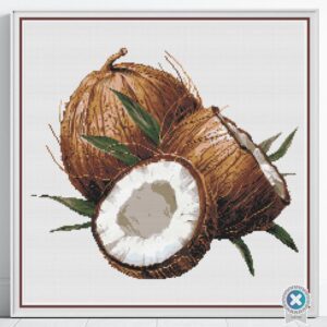 Tropical Coconuts Cross Stitch Pattern, Coconut Fruit Digital Cross Stitch Pattern Download, Summer Decor, Island Style Digital Download