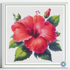 Tropical Hibiscus Cross Stitch Pattern, Hibiscus Flower Counted Cross Stitch Pattern, Floral Decor PDF Stitch Pattern, Instant Download