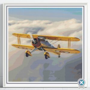 Vintage Biplane Cross Stitch Pattern, Aviation Lover’s Dream, PDF Instant Download, Full Coverage Digital Pattern, Pattern Keeper file incl