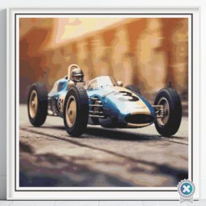 Vintage Racing Car Cross Stitch Pattern, Classic Old Race Car, PDF Instant Download, Full Coverage Digital Pattern, Pattern Keeper file incl