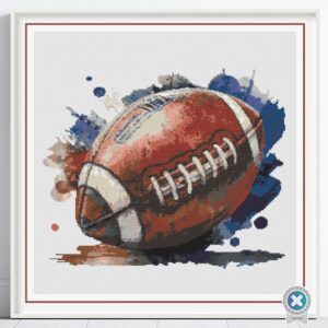 Watercolor Football Counted Cross Stitch PDF Pattern, Football Cross Stitch Pattern, American Football PDF Pattern, Instant Download