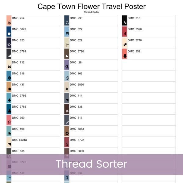 Retro Cape Town Cross Stitch Pattern | Full Coverage Travel Poster | PDF Instant Download, Pattern Keeper file included