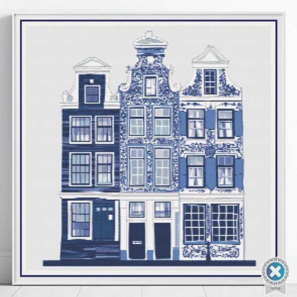 Delft Style Amsterdam Canal House Cross Stitch Pattern