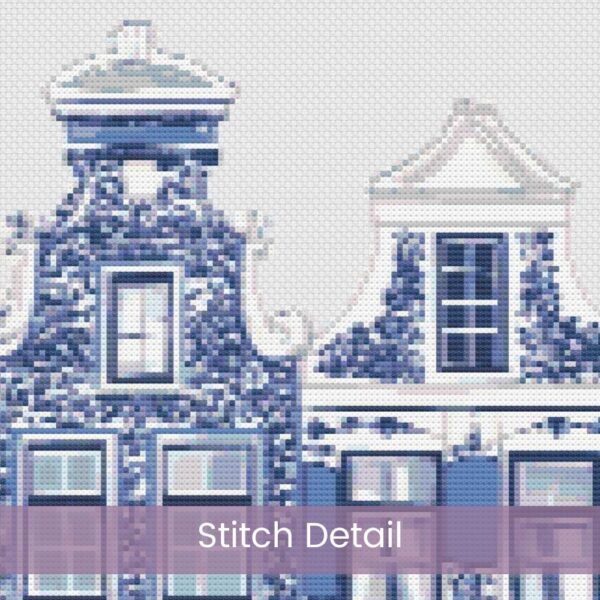 Delft Style Amsterdam Canal House Cross Stitch Pattern