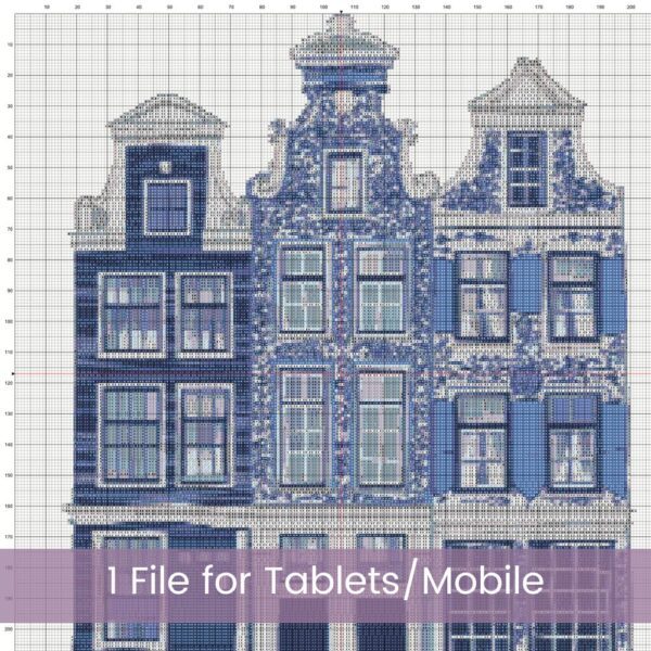 Delft Style Amsterdam Canal House Cross Stitch Pattern