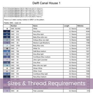 Delft Style Amsterdam Canal House Cross Stitch Pattern