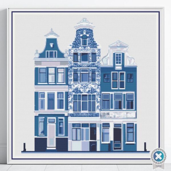 Delft Style Amsterdam Canal House Cross Stitch Pattern