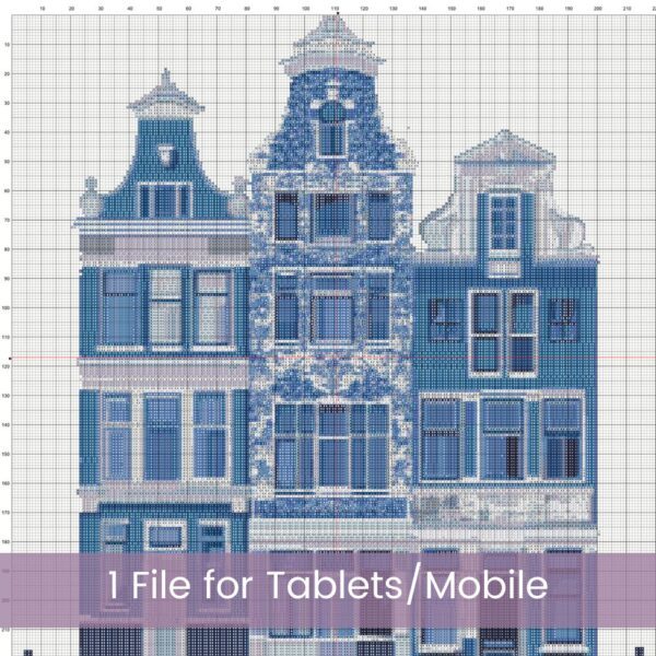 Delft Style Amsterdam Canal House Cross Stitch Pattern