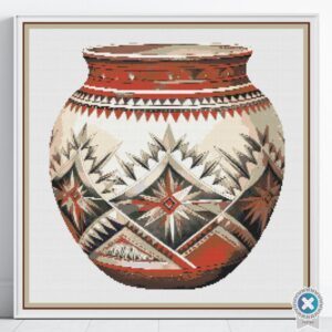 Native American Pot Cross Stitch Pattern, Tribal Art Design Cross Stitch Pattern, Traditional Pot, Heritage Cross Stitch, Instant Download