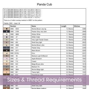 Panda Cub Cross Stitch Pattern